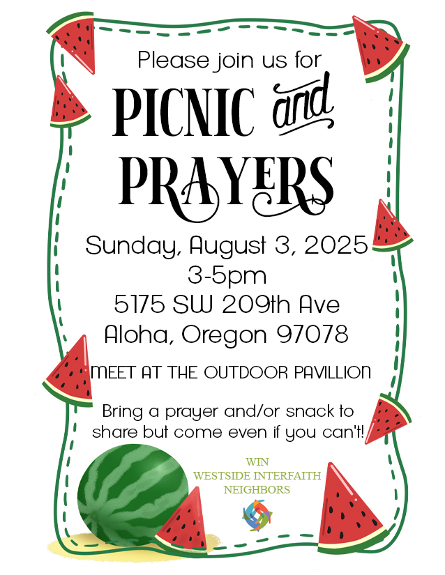 Picnic and Prayers flyer — August 3, 2025.